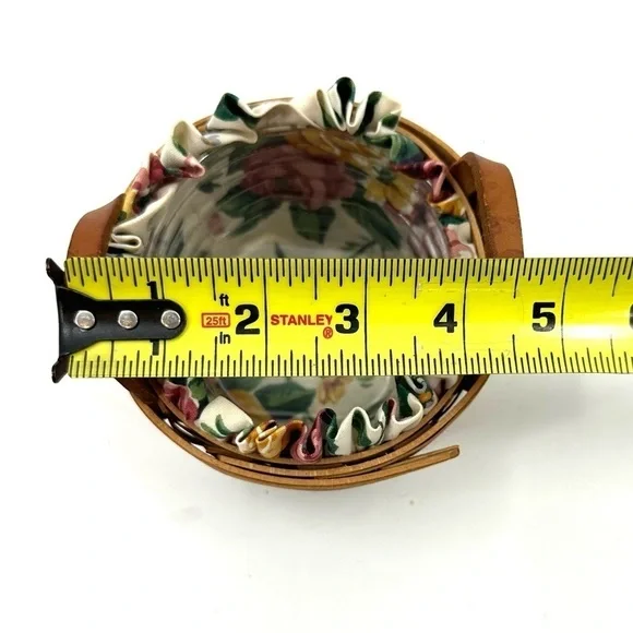 Vtg Longaberger Thyme Booking Basket 1995 Garden Splendor Liner Leather Handles - Picture 10 of 12